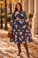 Rochie bleumarin midi in clos imprimata floral - StarShinerS 1 - StarShinerS.ro