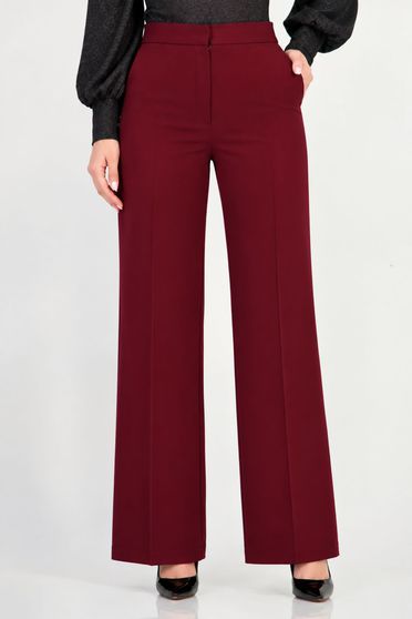 Pantaloni drepti visinii lungi din stofa elastica si viscoza