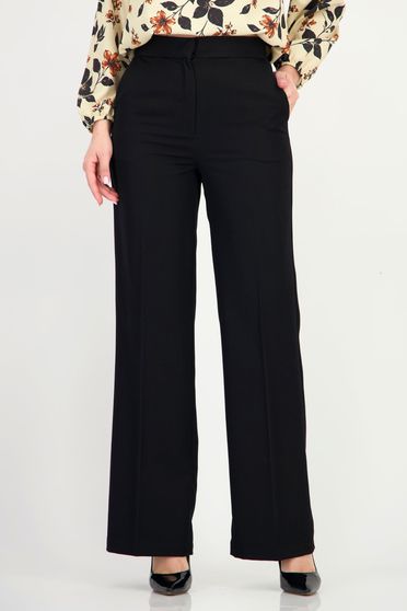 Pantaloni negru din stofa elastica si viscoza lung drept