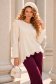 Bluza din tricot fin bej cu un croi larg accesorizata cu pietre strass