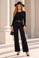 Blugi bleumarin wide leg cu accesoriu tip curea