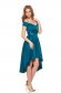 StarShinerS green dress occasional midi asymmetrical cloche from satin with embroidery details 2 - StarShinerS.com