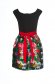 Rochie Fofy neagra eleganta in clos din material elastic si fin cu imprimeuri florale accesorizata cu cordon 5 - StarShinerS.ro