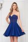 Luxury Short Sherri Hill Blue Dress made of Veil in A-line with Open Back 3 - StarShinerS.com