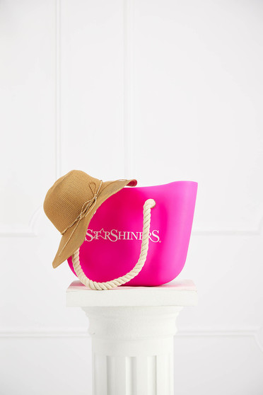 Geanta dama de plaja roz cu imprimeu cu scris - StarShinerS