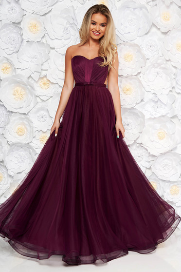 Rochie Ana Radu mov de lux in clos din tul captusita pe interior cu bust buretat