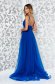 Ana Radu blue luxurious from veil dress with inside lining with v-neckline accessorized with tied waistband 2 - StarShinerS.com