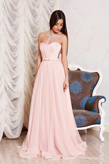 Rochie Ana Radu rosa de lux in clos din tul captusita pe interior cu bust buretat