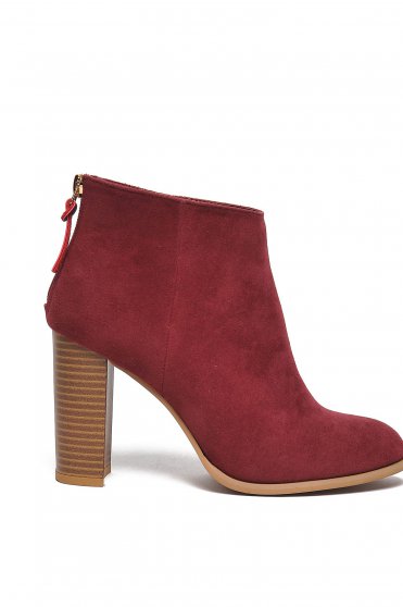 Top Secret red ecological leather ankle boots with square heel
