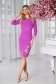 Rochie din material usor elastic mov midi tip creion cu broderie - StarShinerS 3 - StarShinerS.ro