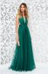 Ana Radu occasional net green dress with v-neckline bow accessory 6 - StarShinerS.com