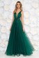 Ana Radu occasional net green dress with v-neckline bow accessory 1 - StarShinerS.com