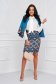Turquoise Elastic Fabric Jacket Short with Padded Shoulders and Digital Print - StarShinerS 3 - StarShinerS.com