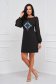 Embroidered Dress made from Black Elastic Fabric with Straight Cut and Chiffon Sleeves - StarShinerS 3 - StarShinerS.com