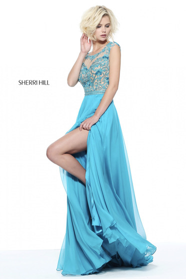 Rochie Sherri Hill turcoaz de lux lunga in clos