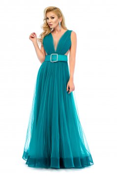 Turquoise evening dresses Ana Radu dress accessorized with belt