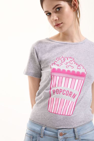 Tricou casual Top Secret gri din bumbac