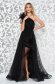 Rochie Ana Radu neagra de lux asimetrica pe umar captusita pe interior accesorizata cu cordon 1 - StarShinerS.ro