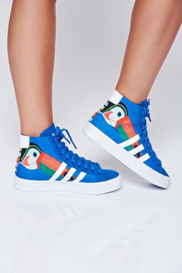 Pantofi sport Adidas originals courtvantage albastru cu siret cu print