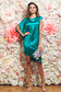 PrettyGirl elegant green asymmetrical dress with satin fabric texture 1 - StarShinerS.com