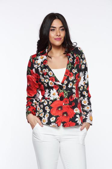 Artista black tented jacket with floral print
