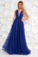 Rochie Ana Radu albastra de lux din tul captusita pe interior cu decolteu in v 1 - StarShinerS.ro