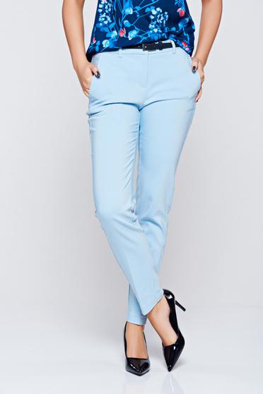 Pantaloni Top Secret albastri conici cu talie medie din bumbac