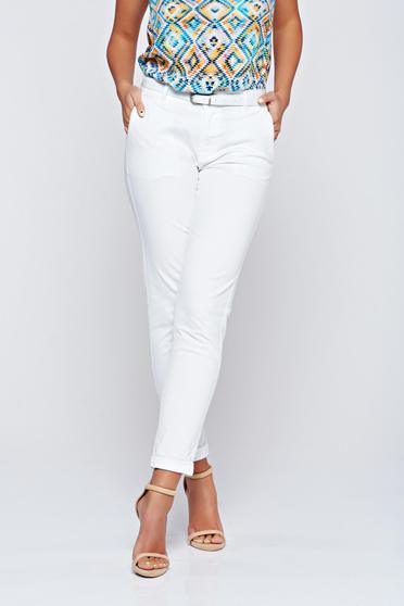 Pantaloni Top Secret albi conici cu buzunare