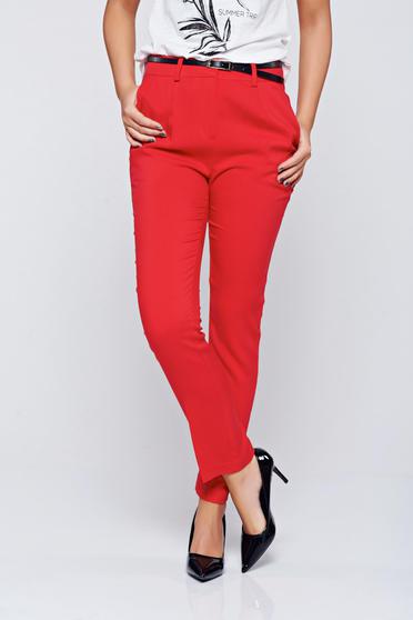 Top Secret red conical trousers with medium waist and pockets