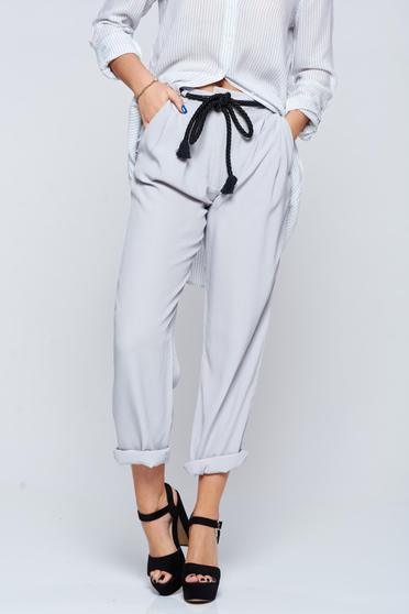 Festival look by PrettyGirl grey casual easy cut trousers with pockets