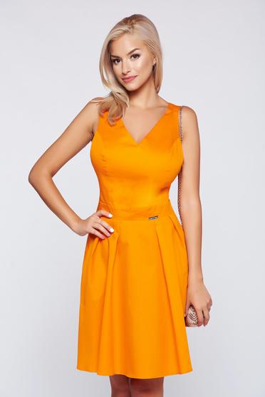 PrettyGirl orange sleeveless casual cloche dress