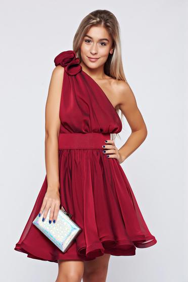Rochie Ana Radu visinie de lux in clos pe umar din voal captusita pe interior