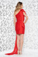 Ana Radu red sleeveless short cut occasional dress slightly elastic fabric 2 - StarShinerS.com