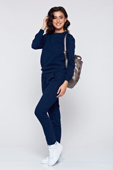 Darkblue casual cotton set with pockets