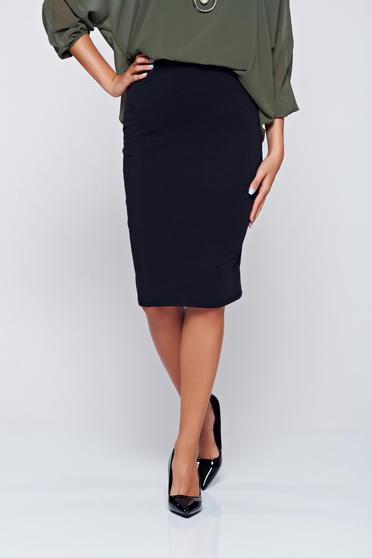 Office black pencil skirt with medium waist