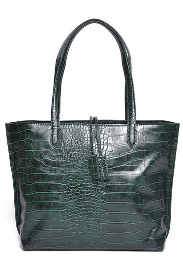 Top Secret casual darkgreen ecological leather bag medium handles