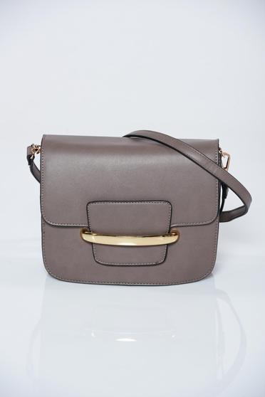 Ecological leather grey casual bag metalic accessory