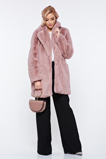 Rosa elegant fur with front pockets with inside lining