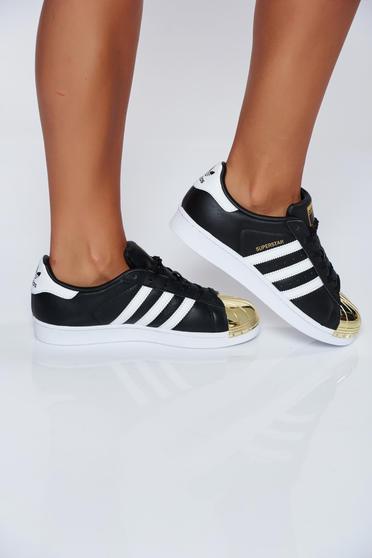 Pantofi sport Adidas Originals negru casual din piele naturala cu varf metalic