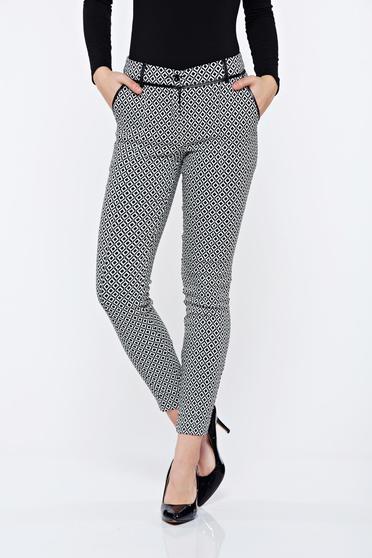 LaDonna office conical white trousers with geometrical print