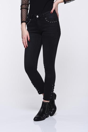 Top Secret black jeans elastic cotton skinny jeans with medium waist