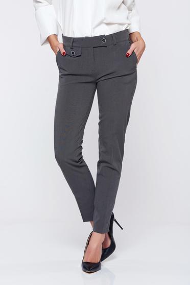 PrettyGirl grey office trousers with medium waist front pockets