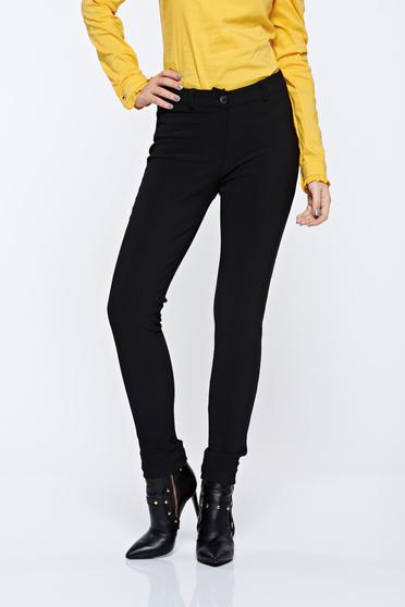 PrettyGirl casual conical black trousers with medium waist