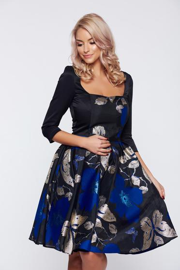 StarShinerS blue occasional dress from satin with a cleavage and lame thread