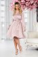 Rochie din satin roz prafuit midi in clos cu elastic in talie - StarShinerS 3 - StarShinerS.ro