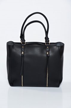 Black casual ecological leather bag zipper accessory