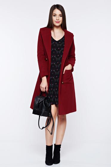LaDonna burgundy casual coat from wool with pockets with inside lining