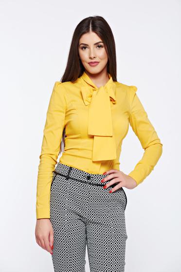 Fofy office yellow cotton women`s shirt without buttons