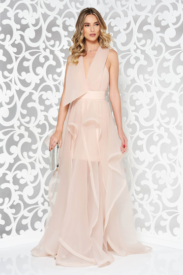 Luxus ruhák, Rózsaszínű Ana Radu alkalmi ruha kivágott hátrész - StarShiner.hu