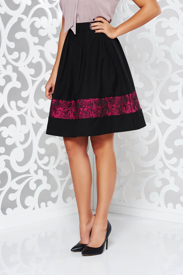 StarShinerS timeless romance elegant cloche black skirt with raised flowers